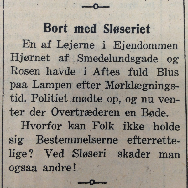 "Ved sløseri skader man også andre!" slutter notitsen belærende. Fra Holbæk Amts Avis, 10. august 1940.